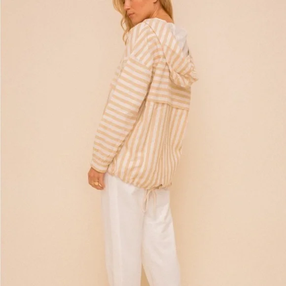 Hem & Thread Tan and White Striped Jacket - Picture 6 of 12